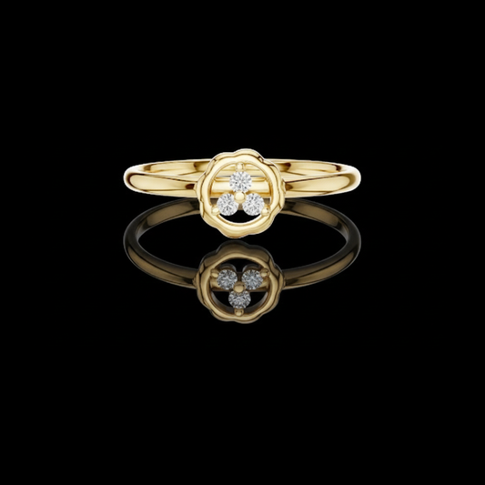 Round Cut Lab Diamond Three Stone Floral Cluster Ring