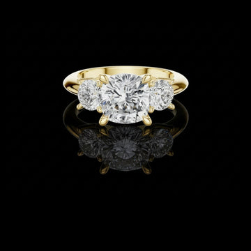 Three Stone Cushion Cut Lab Diamond Wedding Bridal Ring
