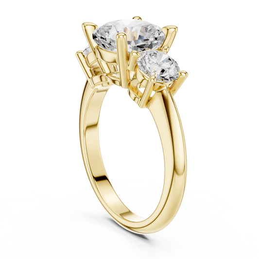 Three Stone Cushion Cut Moissanite Diamond Wedding Bridal Ring - View 2