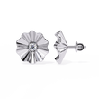 Sunburst Lab Diamond Round Center Flower Stud Earrings with Fluted Design - View 6