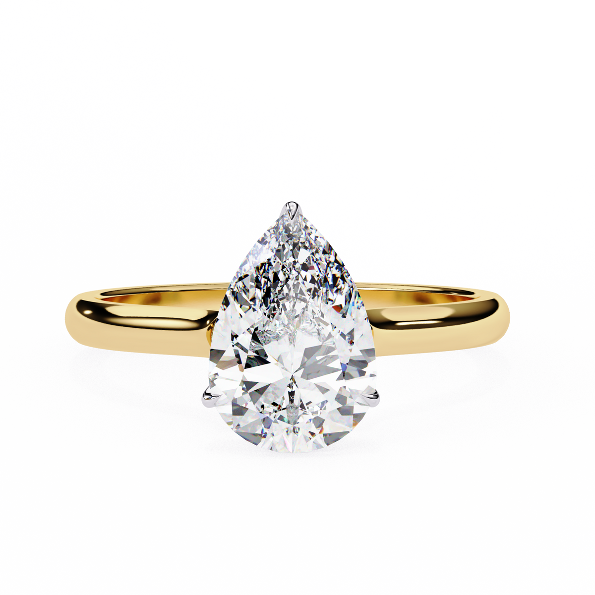 Timeless Teardrop Pear Lab Diamond Solitaire Engagement Ring - View 2