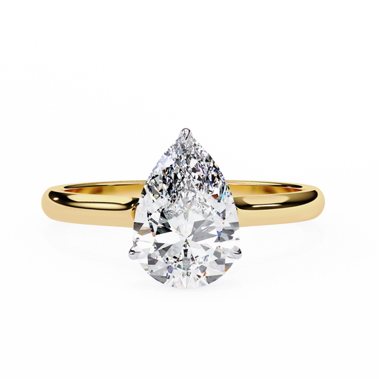Timeless Teardrop Pear Lab Diamond Solitaire Engagement Ring - View 2