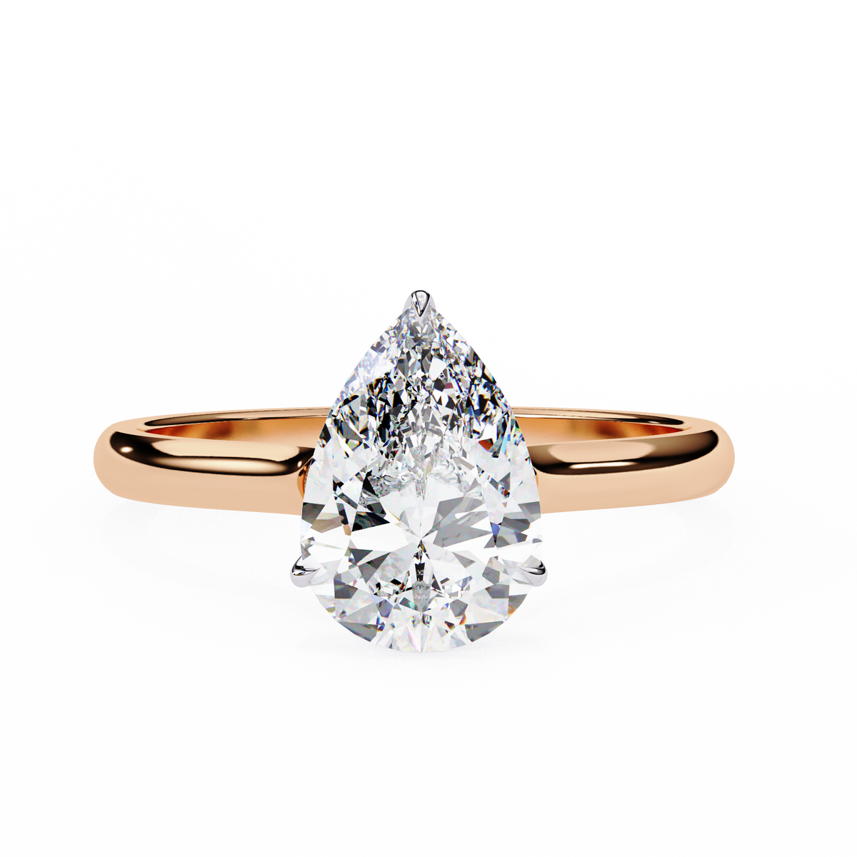 Timeless Teardrop Pear Lab Diamond Solitaire Engagement Ring - View 3