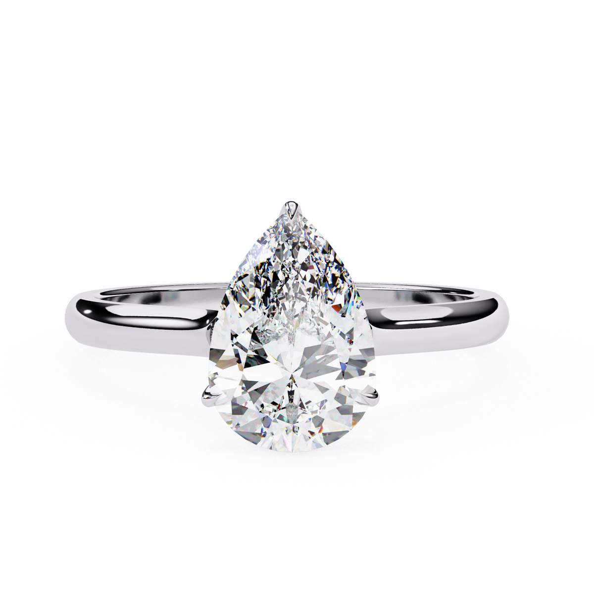 Timeless Teardrop Pear Lab Diamond Solitaire Engagement Ring - View 4