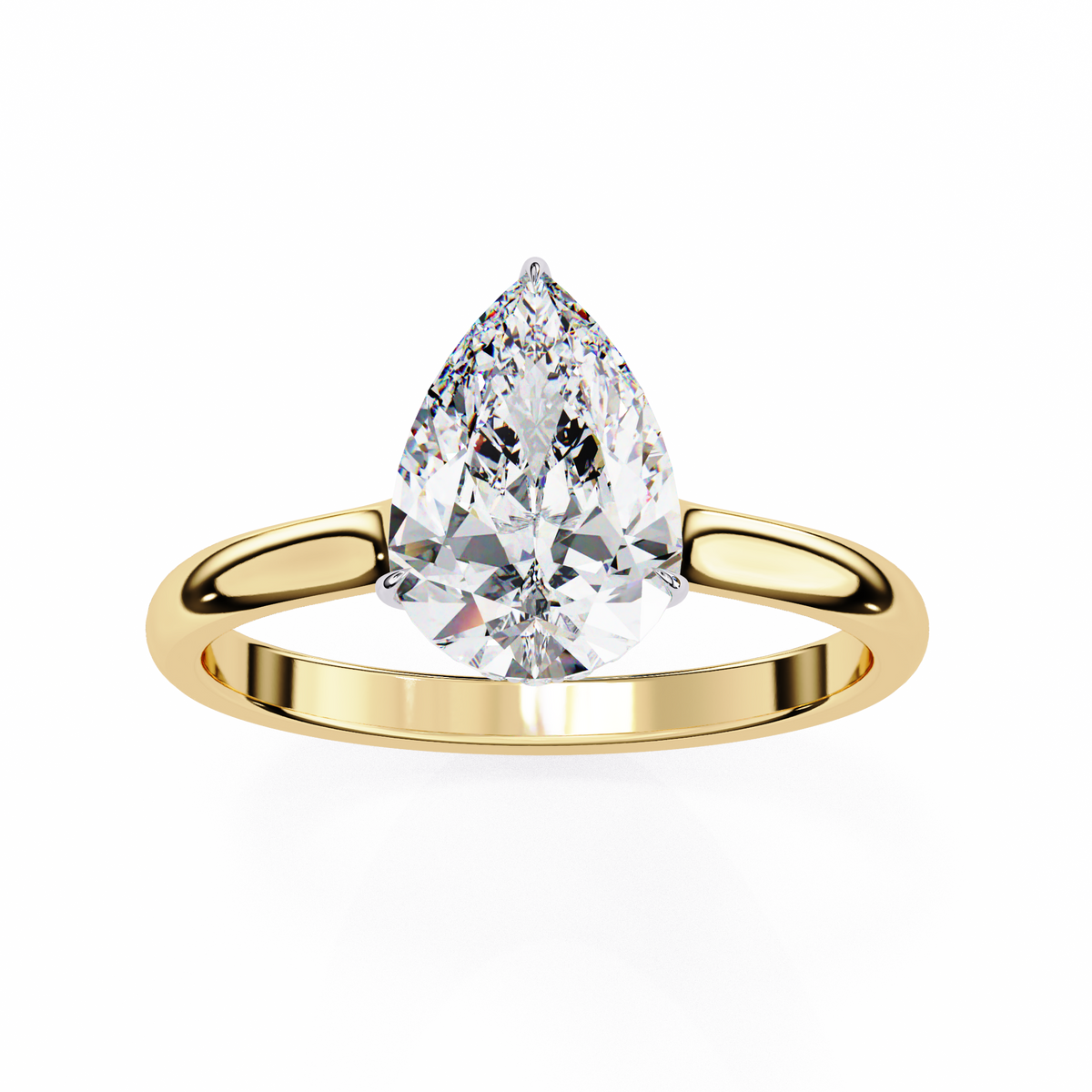 Timeless Teardrop Pear Lab Diamond Solitaire Engagement Ring - View 5