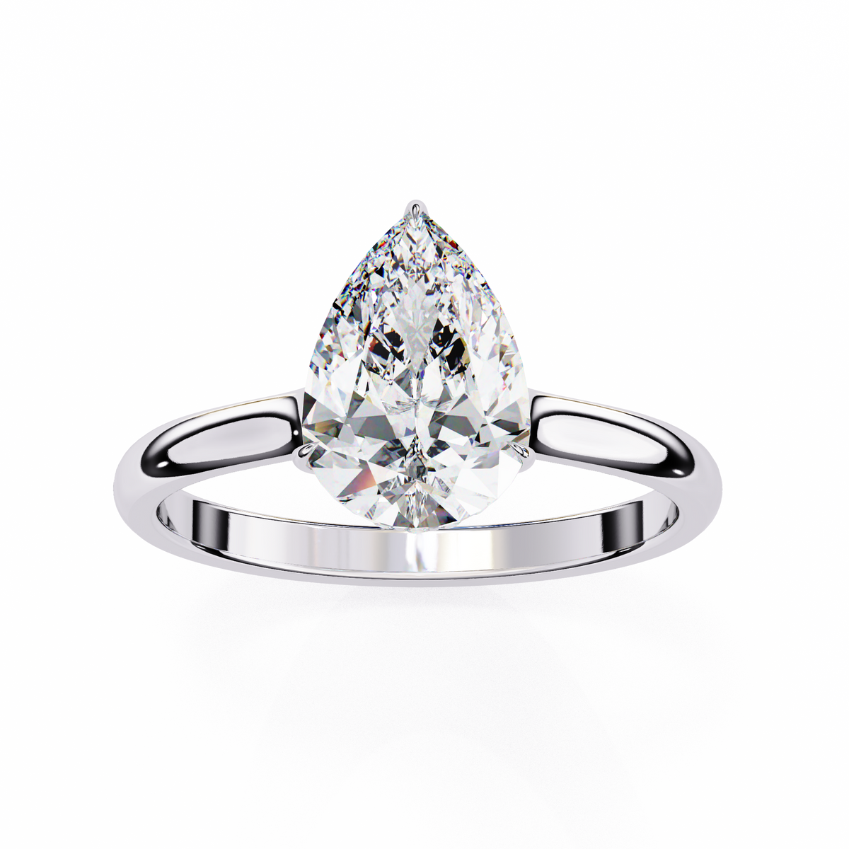 Timeless Teardrop Pear Lab Diamond Solitaire Engagement Ring - View 7
