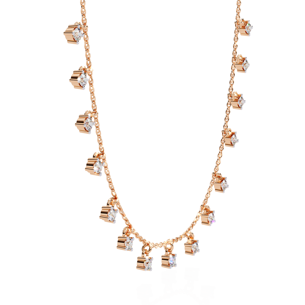 Round Cut Lab Grown Diamond Dangle Charm Choker Necklace - View 6