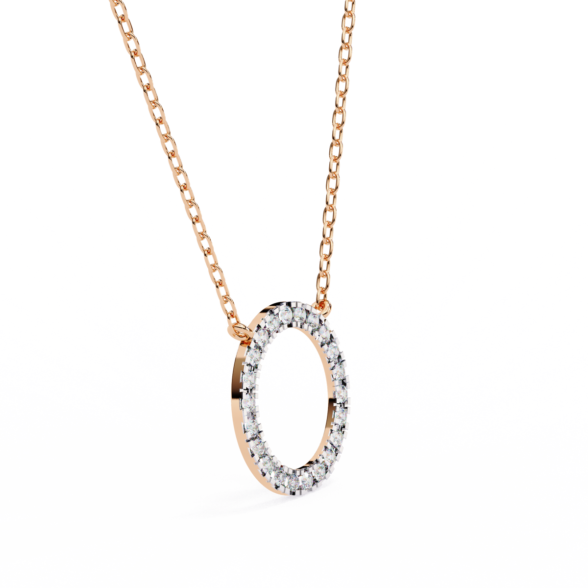 Round Cut Moissanite Diamond Open Circle Halo Pendant - View 6