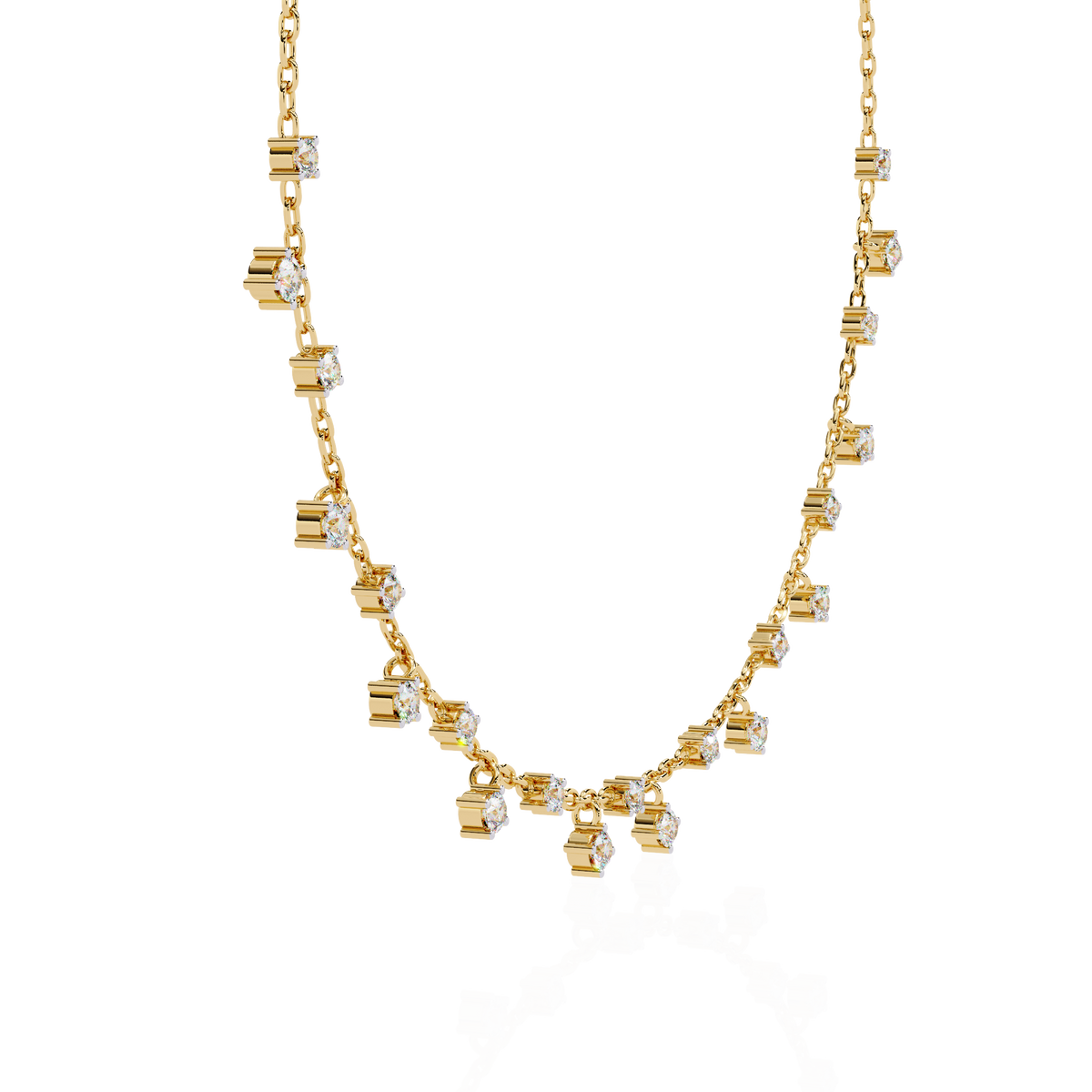 Princess Shape Round Lab Grown Diamond Choker Necklace - View 7