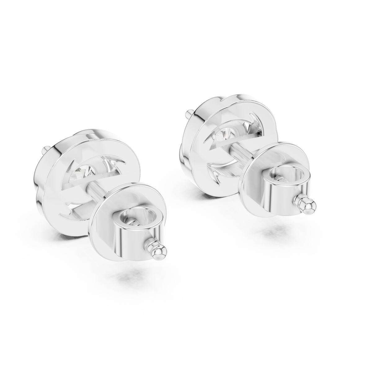 Swirl Border Round Cut Moissanite Diamond Architectural Stud Earrings - View 9