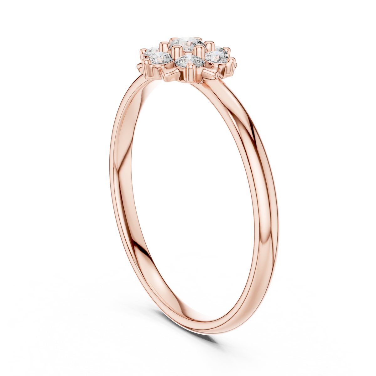 Delicate Floral Cluster Round Lab Diamond Engagement Ring - View 6