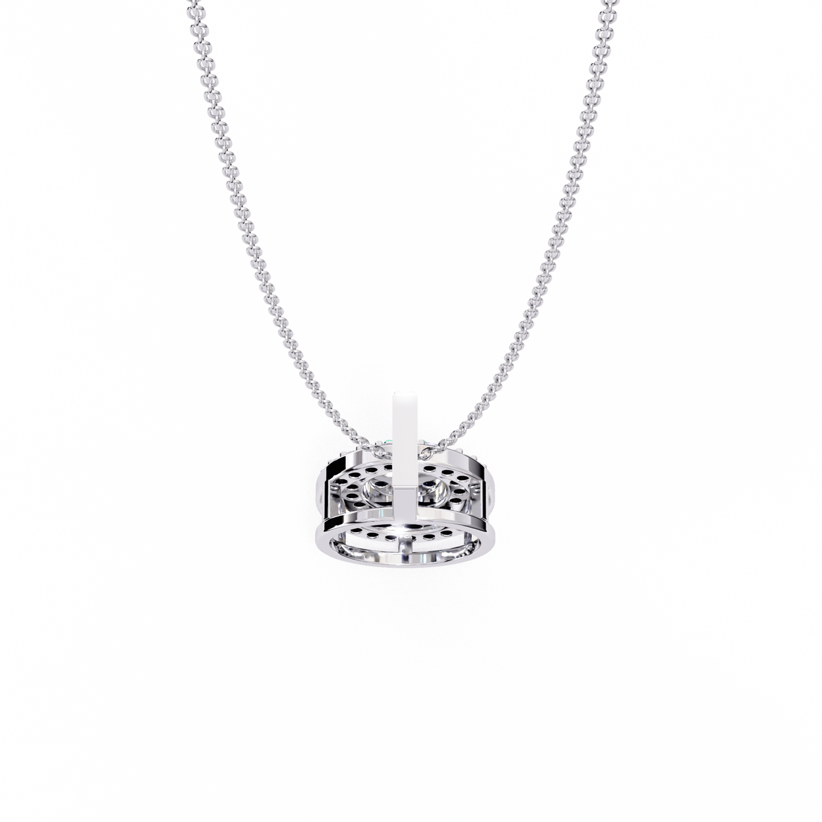 Concentric Circle Silhouette Charm Pendant with Round Lab Grown Diamond - View 9
