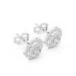Round Moissanite Diamond Double Halo Cluster Post Earring - View 6