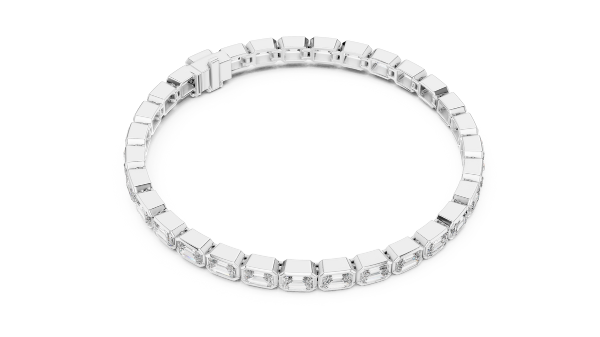 Emerald Cut Moissanite Diamond Octagonal Link Tennis Bracelet - View 9