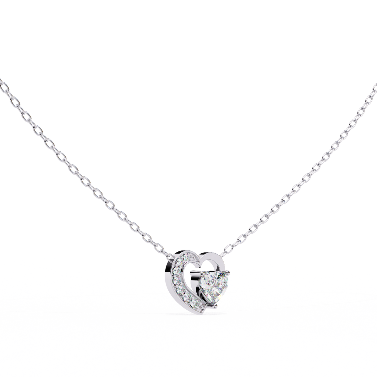 Heart Moissanite Solitaire Diamond Pendant with Open Asymmetrical Frame - View 4