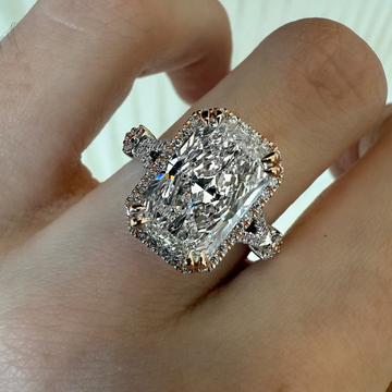 Radiant Cut Moissanite Diamond Cathedral Filigree Engagement Ring