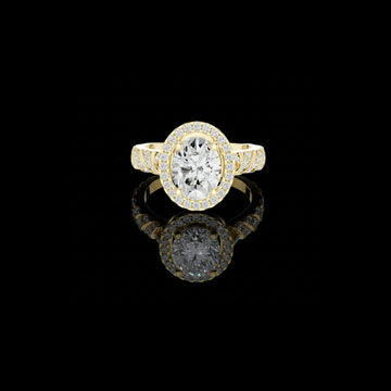 Oval Halo Lab Grown Diamond Ring with Pave Band