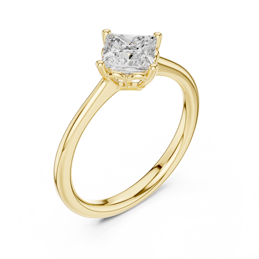Princess Cut Moissanite Diamond Solitaire Rings - View 2