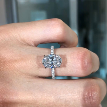 Hidden Halo Oval Cut Lab Diamond Pave Engagement Ring