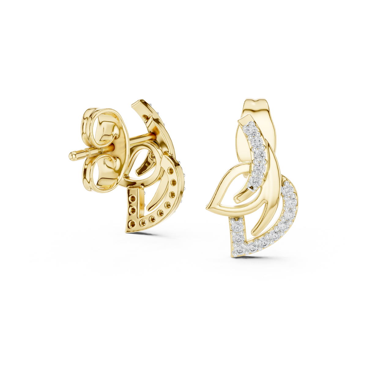 Interwoven Curve Round Moissanite Diamond Earrings with Sparkle - View 7