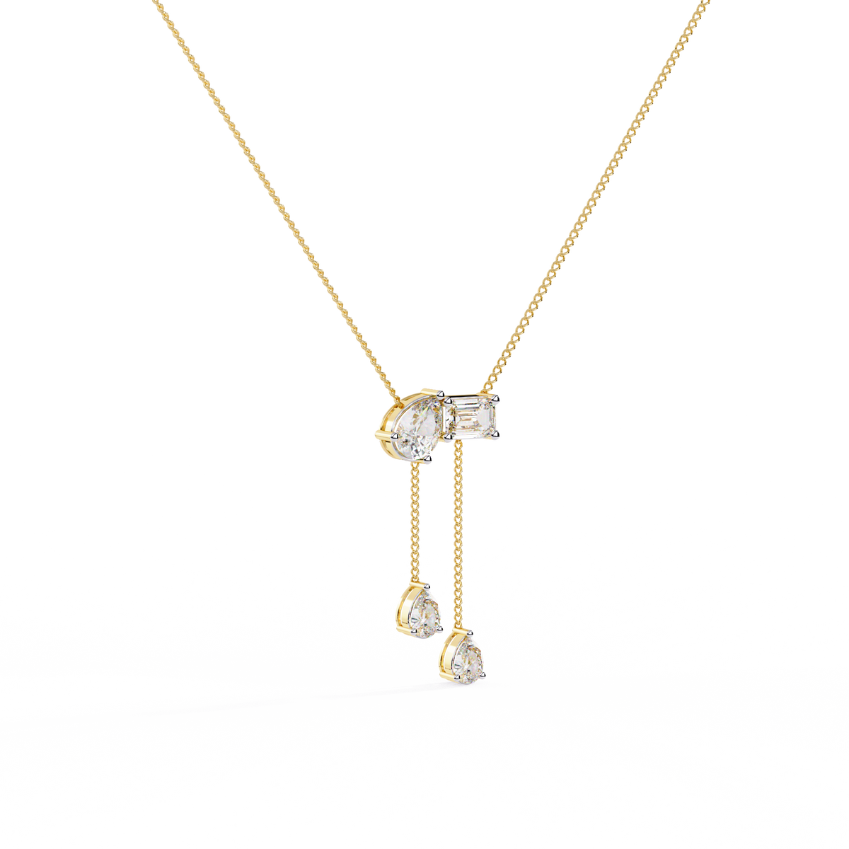 Toi Et Moi Teardrop Lab Grown Diamond Necklace - View 2