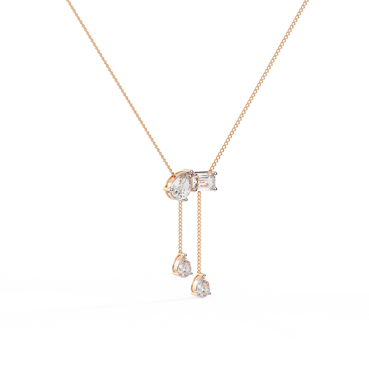 Toi Et Moi Teardrop Lab Grown Diamond Necklace - View 3