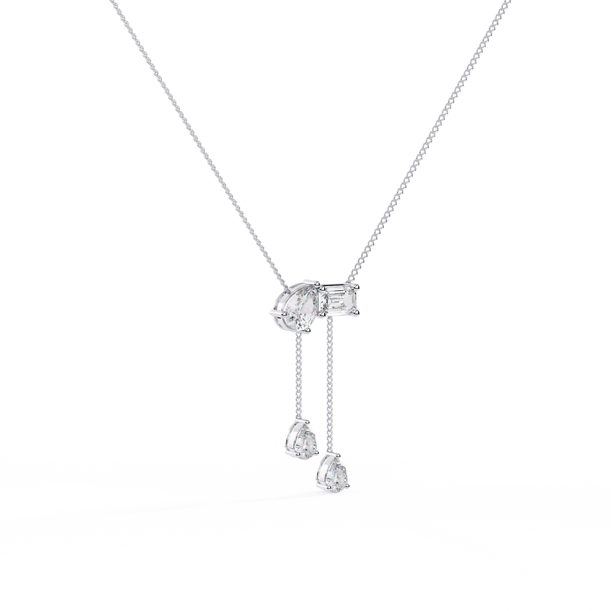 Toi Et Moi Teardrop Lab Grown Diamond Necklace - View 4