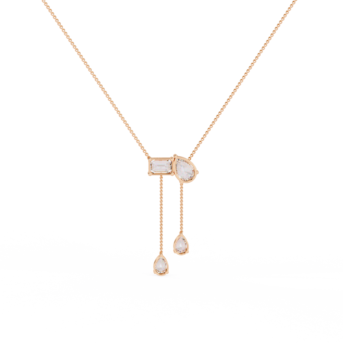 Toi Et Moi Teardrop Lab Grown Diamond Necklace - View 9