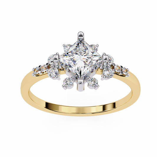 Vintage Style Princess Cut Lab Diamond Engagement Ring - View 2