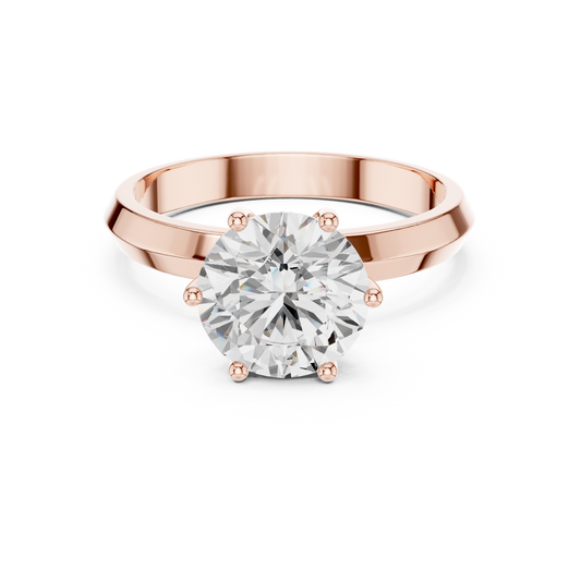 Round Cut Moissanite Diamond Solitaire Engagement Ring - View 2