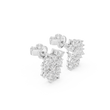 Floral Marquise Cut Moissanite Diamond Cluster Stud Earrings with Leaf Inspired Design - View 6