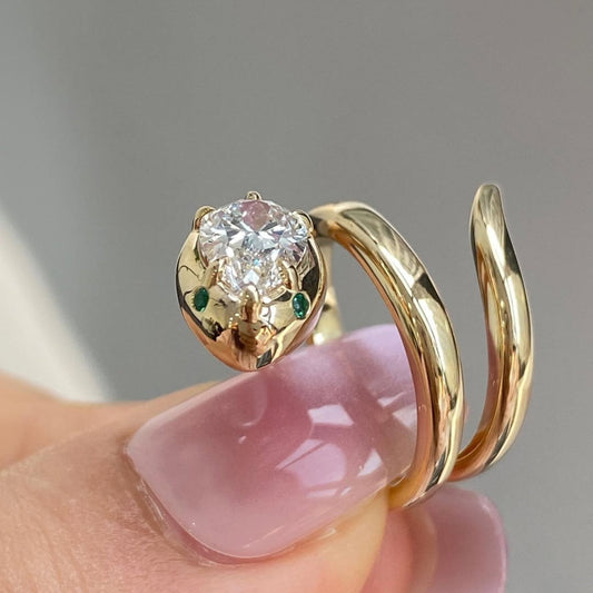 Snake Shape Pear Lab Diamond With Six Prong Anniversary Ring - View 2