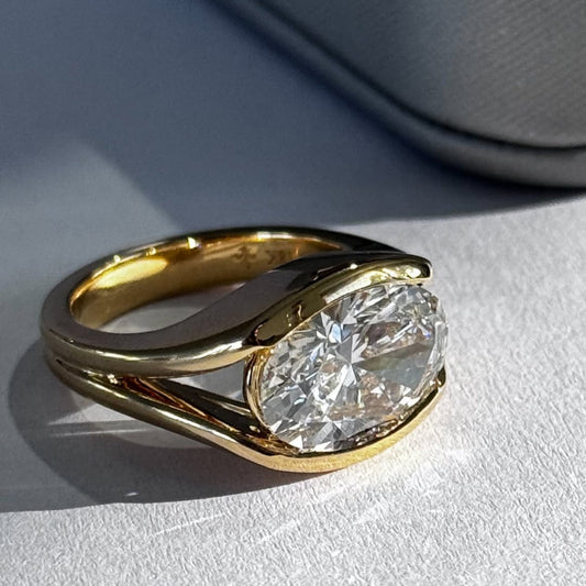 Oval Cut Bezel Set Lab Diamond Solitaire Ring - View 2