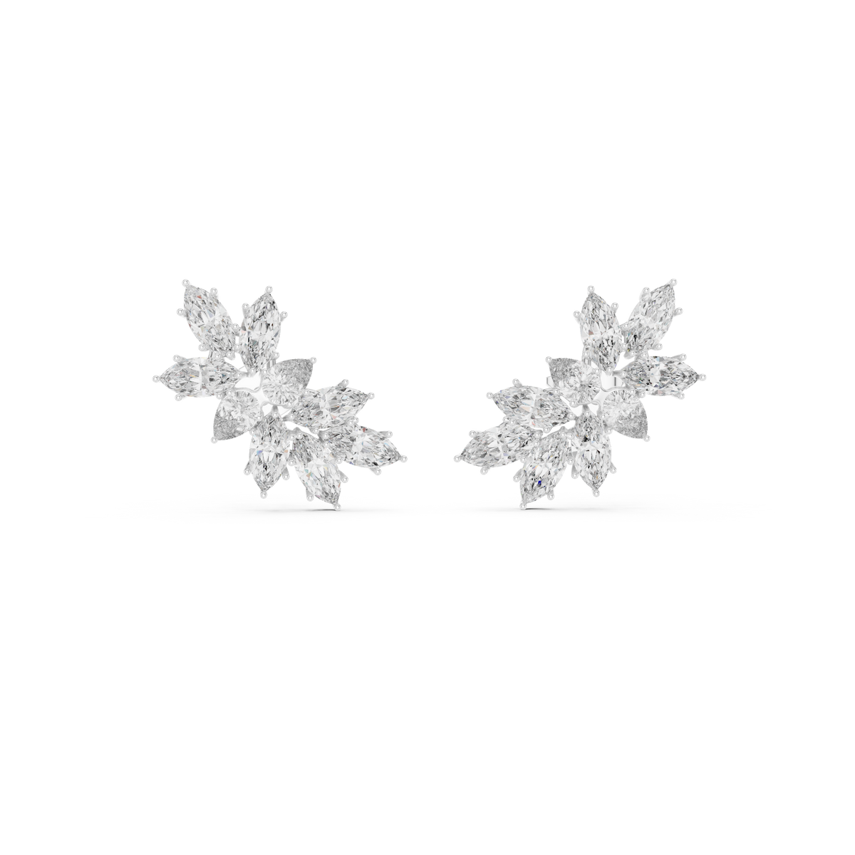 Marquise Cut Lab Diamond Solitaire Stud Earrings Interlocking Loop Knot - View 3