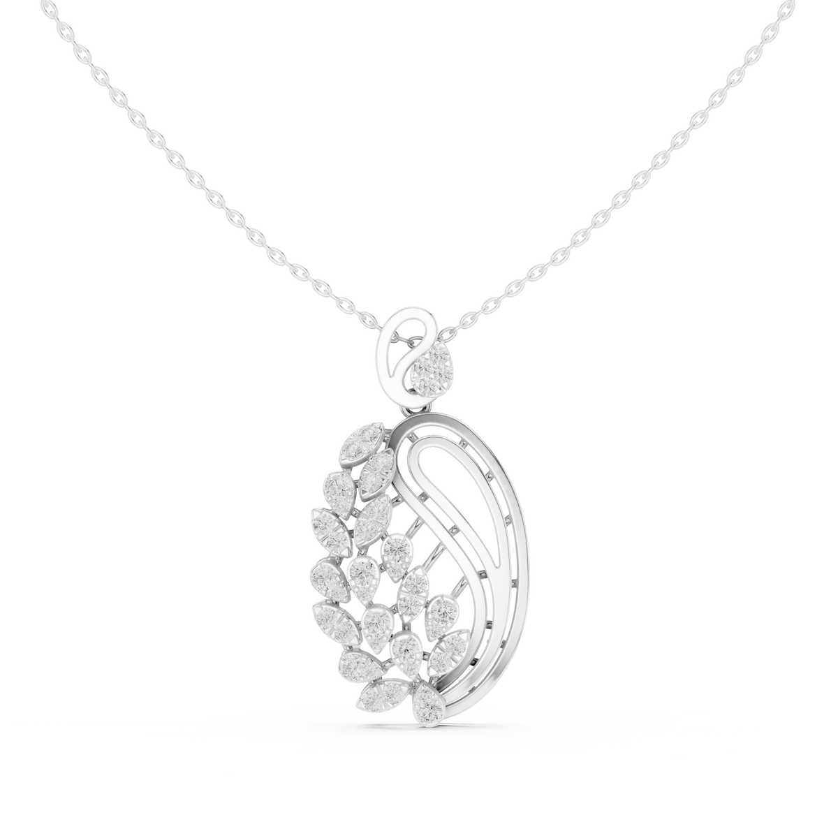 Leaf Motif Nature Inspired Moissanite Diamond Pendant Necklace - View 3