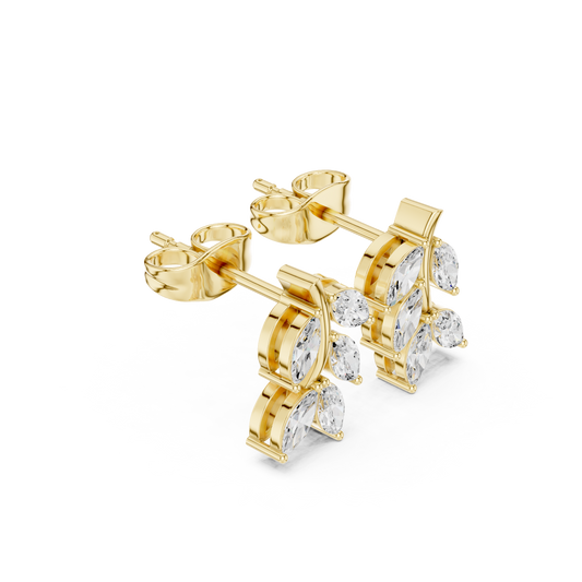 Classy Lab Diamond Marquise Cut Nature Inspired Leaf Stud Earrings - View 2