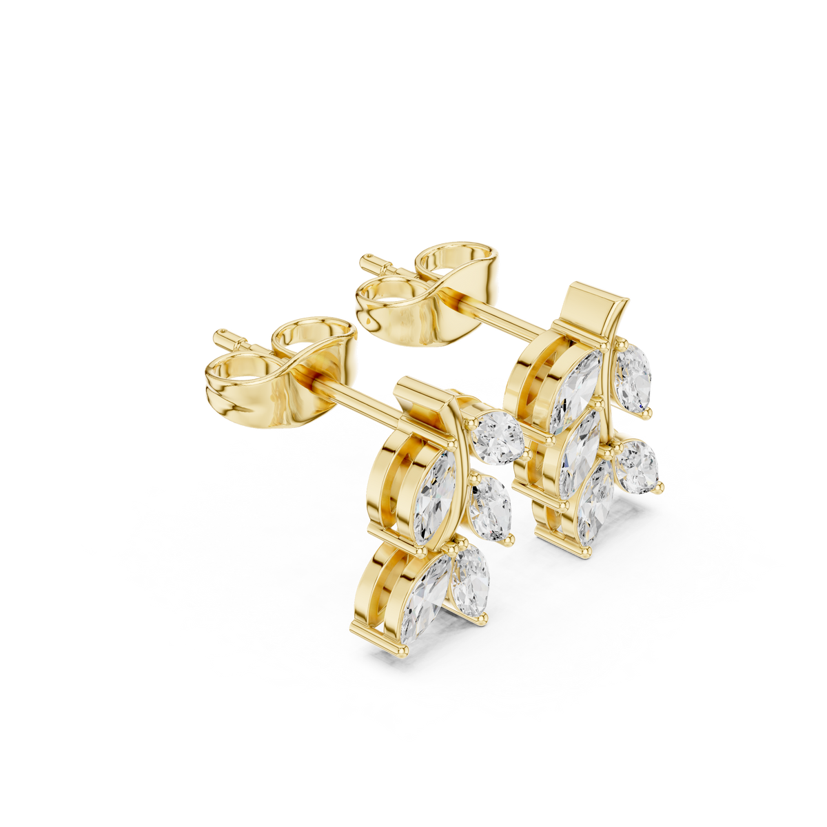 Classy moissanite Diamond Marquise Cut Nature Inspired Leaf Stud Earrings - View 2