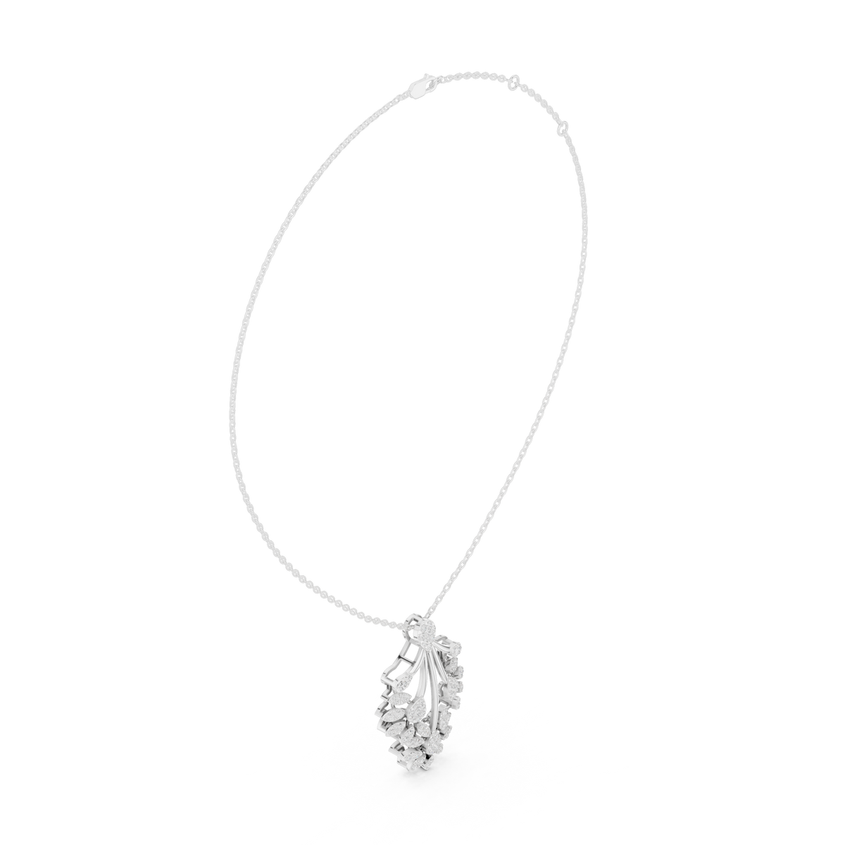 Floral Drop Pendant with Round Moissanite Diamond - View 12