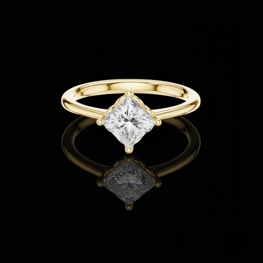 Princess Cut Moissanite Diamond Solitaire Rings