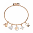 Round Moissanite Diamond Charm Bangle Bracelet Heart & Symbol Charms - View 6