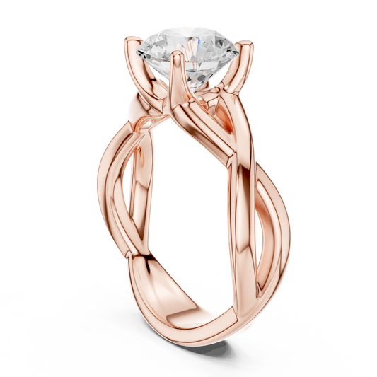 Round Cut Lab Diamond Infinity Twist Ring - View 2