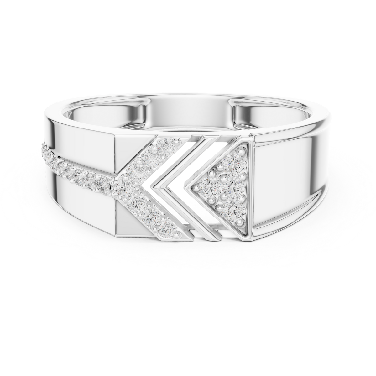 Round Cut Lab Grown Diamond Men's Geometric Angular Cutout Statement Band - View 3