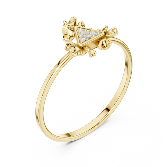 Trillion Shape Round Cut Lab Diamond Floral Statement Ring - View 2
