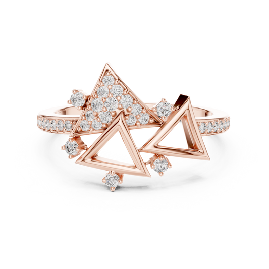 Geometric Trillion Shape Round Cut Lab Diamond Engagement Ring - View 2