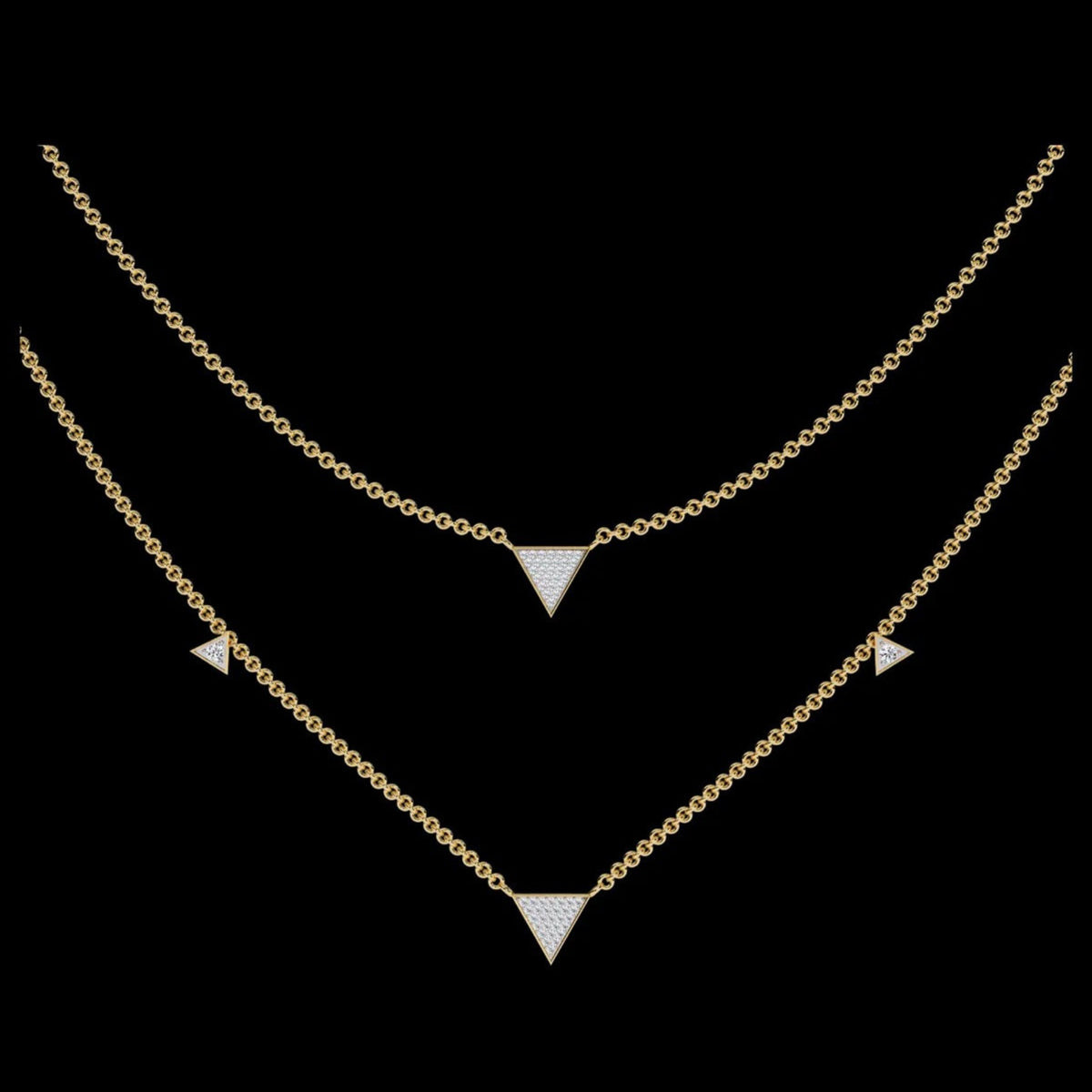 Two Layered Triangle Lab Grown Diamond Pave Necklace