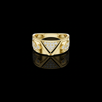 Round Cut Moissanite Diamond Men's Inverted Triangle Pave Wedding Ring