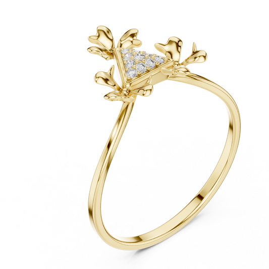 Halo Set Triangle Cluster Moissanite Diamond Engagement Ring - View 2