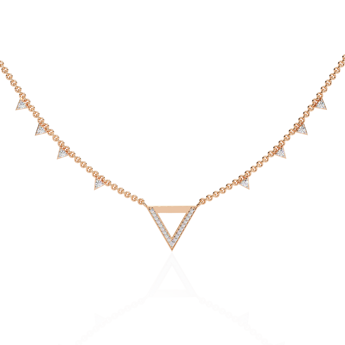 Open Triangle Pave Station Moissanite Pendant Necklace - View 2