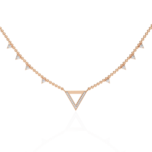 Open Triangle Pave Station Moissanite Pendant Necklace - View 2