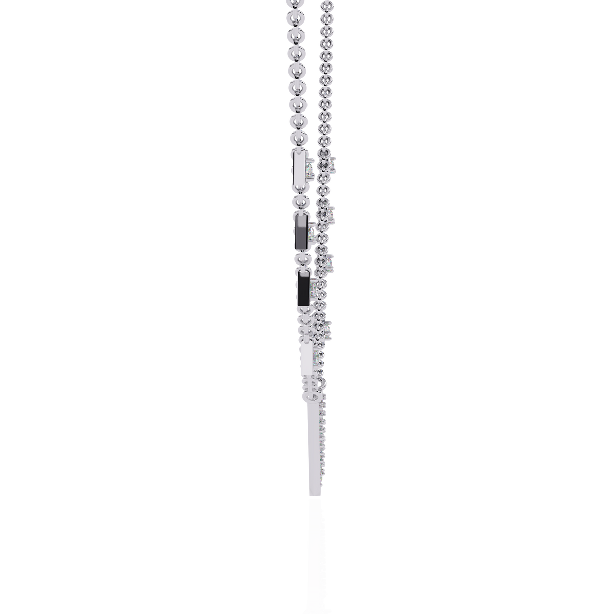 Open Triangle Pave Station Moissanite Pendant Necklace - View 9
